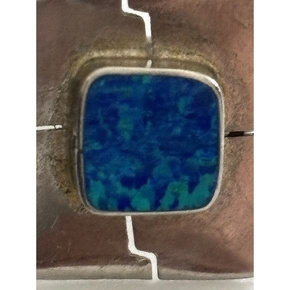 Sterling Silver Blue Green Opal Ring Stamped Mexico Sz 6.75 4 Gram - Picture 4 of 10